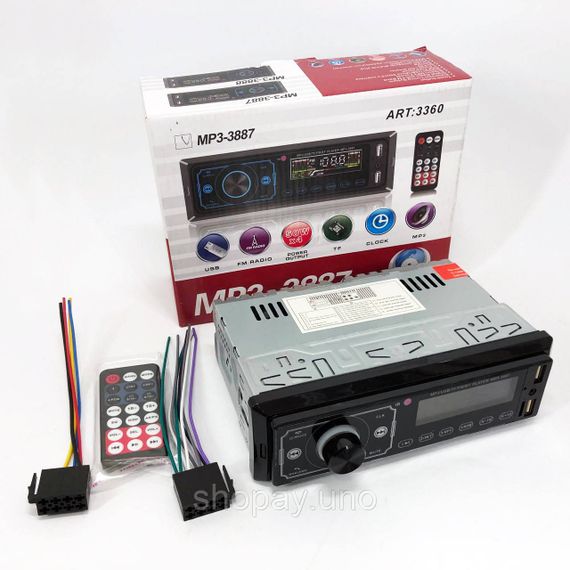 Автомагнітола MP3 3887 ISO 1DIN сенсорний дисплей LED/LCD, Автомобільна магнітола 1din штатна | Зображення 3