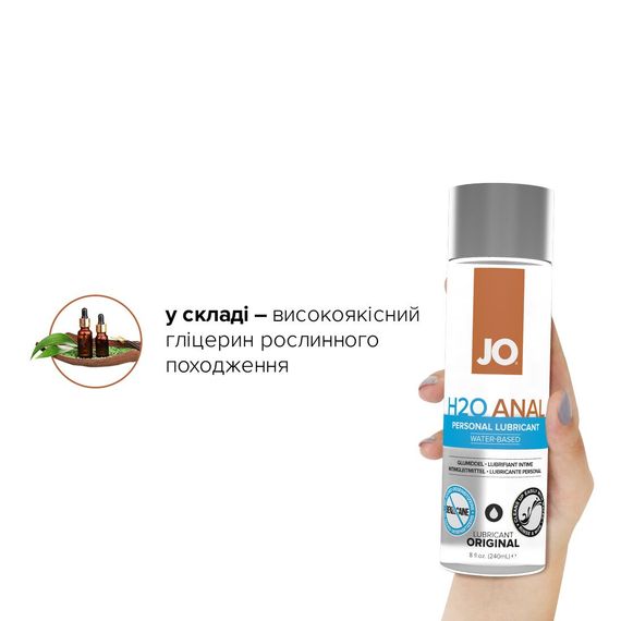 Анальна змазка JO ANAL H2O — ORIGINAL (240 мл) на водній основі, рослинний гліцерин | Зображення 3