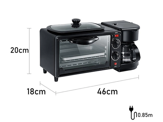 Електрична духовка 3в1 Domotec MS-5308В Кофеварка Сковорода 9 л 4500w | Зображення 8