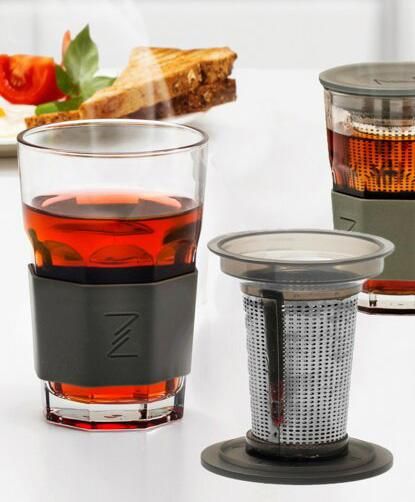 Стакан-заварник ZestGlass Original 415мл з металевим ситом і силіконовим захистом (помаранчевий) | Зображення 1