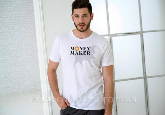 Футболка чоловіча із принтом "Money Maker" біла | Зображення 1