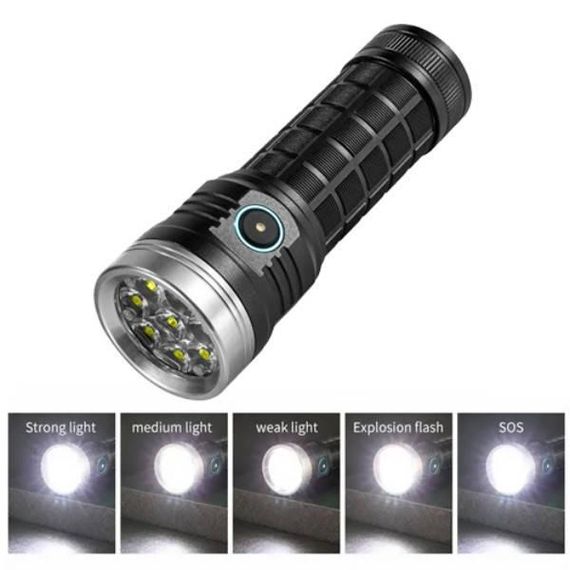 Ліхтар ручний акумуляторний з індикатором заряду W5185-8XHP360 Чорний