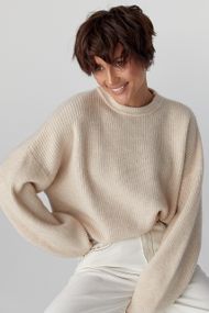 В'язана жіноча укорочена кофта - бежевий цвет, ONE SIZE (є розміри)