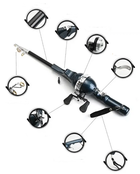 Удочка спінінг складна телескопічна міні спінінг 133 см 420 г fishing rod 5979 | Зображення 3