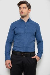 Рубашка мужская с принтом, цвет джинс, 214R7365