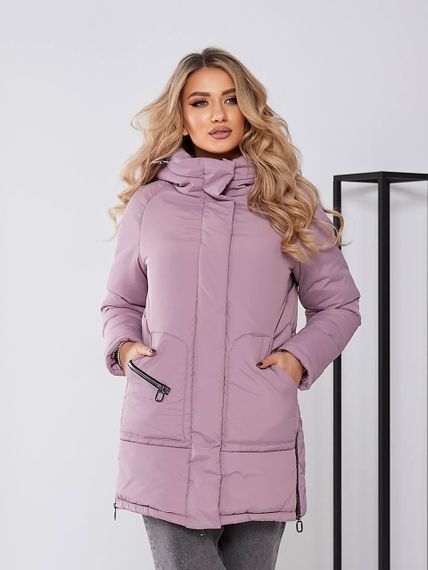 Жіноча зимова куртка з капюшоном, арт. 509, пудра | Зображення 2