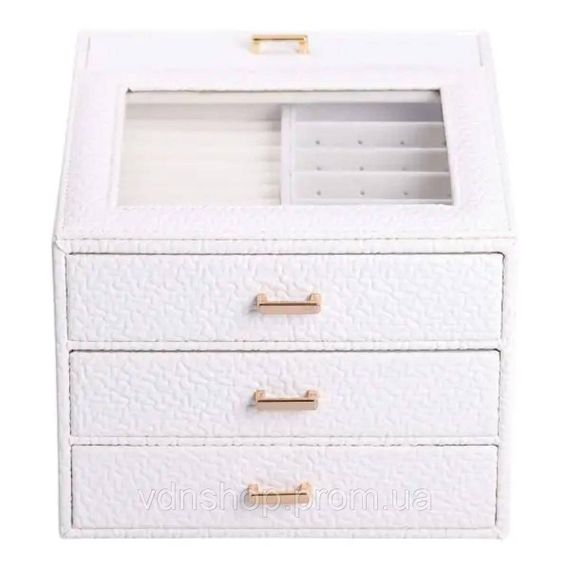 Шкатулка для украшений из эко кожи 3 яруса органайзер для ювелирных изделий HP-5-16W | Зображення 2