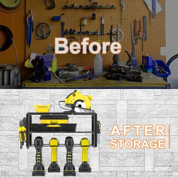 Металлическая настенная полка – органайзер Urbankit для хранения электроинструментов: шуруповерта, дрели, отверток, плоскогубцев и т.д. | Зображення 4