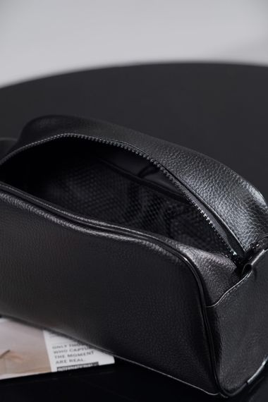Шкіряна косметичка дорожна сумка несесер Without Cosmetic Сrocodile black | Зображення 3