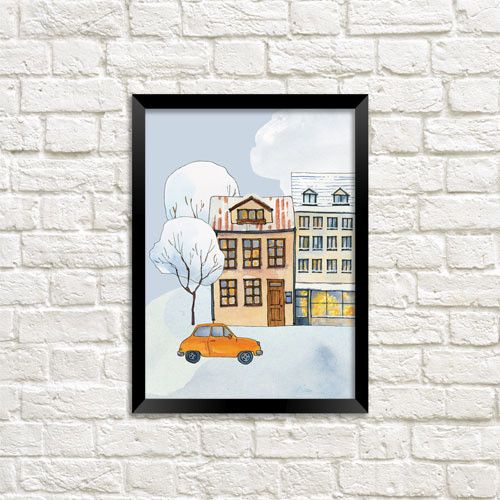 Постер в рамке Зима в городе 21x30 см (A4)