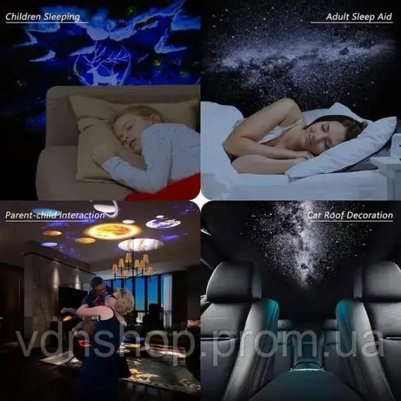 Домашний планетарий + 13 картриджей ночник проектор звездного неба галактика с сменными картриджами Белый | Зображення 7