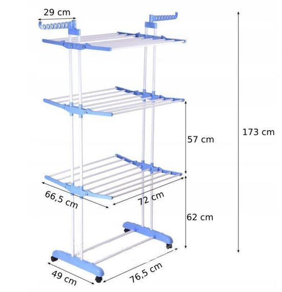 Сушарка складна для білизни GARMENT RACK Вертикальна пересувна стійка-сушарка для сушіння речей та білизни, на коліщатках | Зображення 3