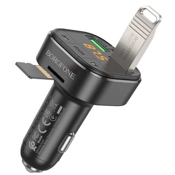 АЗУ FM модулятор Borofone BC43 Flash 18W+QC3.0 (2USB-A) Black | Зображення 3
