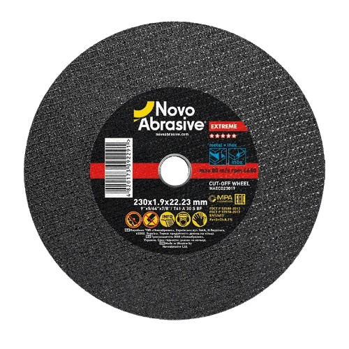 Круг відрізний по металу d230мм*1,9*22,23мм 14A Extreme NovoAbrasive