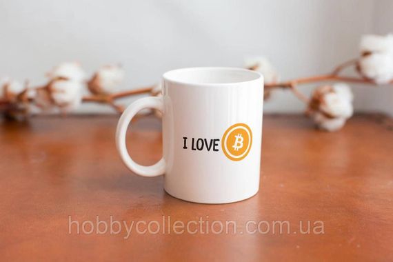 Кружка з принтом "I Love Bitcoin" 330 мл Біла | Зображення 3