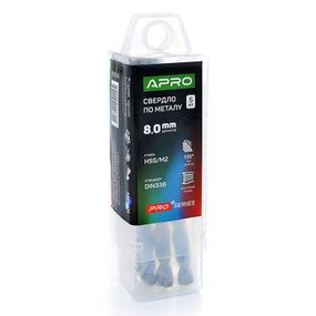 Свердло для металу HSS/M2 (6542) Ø 8,0 мм (тубус, кратність5 шт.) PRO APRO 8306861