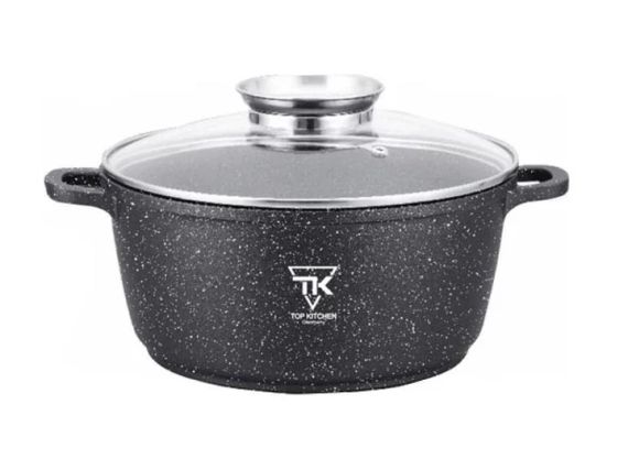 Каструля казан з мармуровим покриттям антипригарним 24х11,3см /4,51 л Top Kitchen TK00052 Чорний | Зображення 4