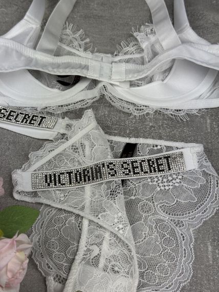 Комплект Victoria's Secret кружева без пушапа білий kk066 | Зображення 2