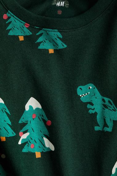 Дитячий новорічний лонгслів для хлопчика H&M 98-104 см Темно-зелений (25111708B) | Зображення 1