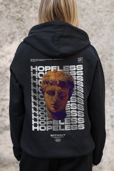 Утеплене зіп худі на флісі зіпер з принтом Hopeless Without Kane Black | Зображення 5