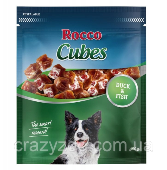Лакомство для собак Rocco Cubes кубики с уткой и рыбой 150 г 006836 ЦЕНА ЗА 1 КГ | Зображення 1