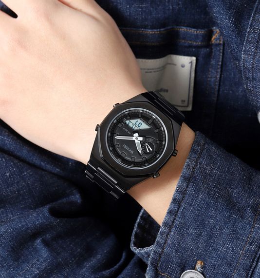 Чоловічий годинник Skmei 1816BKBKWT Black-Black-White | Зображення 2