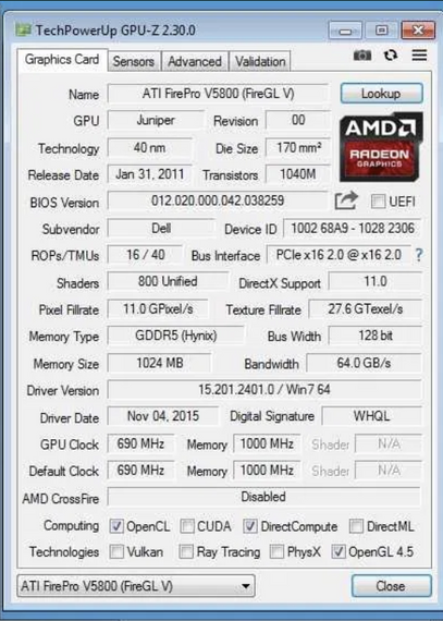 Дискретна відеокарта AMD FirePro V5800, 1 GB GDDR5, 128-bit б/в | Зображення 3