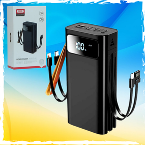 Павербанк 30000mAh. PowerBank30000mAh з кабелями 4/1. Зовнішній акумулятор з ліхтариком