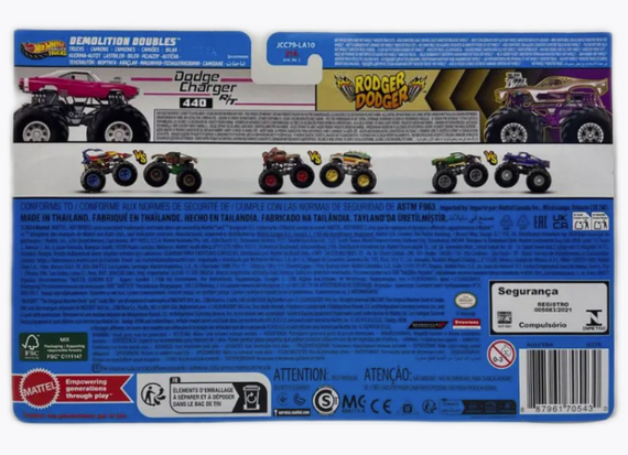 Подарунковий набір 2 монстр-траки Хот Вілс Оригінал Hot Wheels Monster Trucks Rodger Dodger vs Dodge Charger | Зображення 3