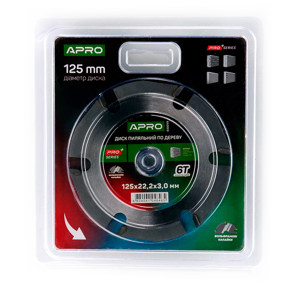 Диск пильный по дереву с твердосплавными напайками 125х22.2мм 6Т APRO | Зображення 3
