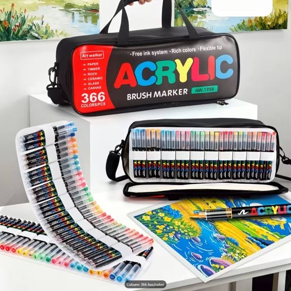 Акрилові маркери GuangNa Brush GN-8101 з м’яким пензликом 366 шт. | Зображення 6