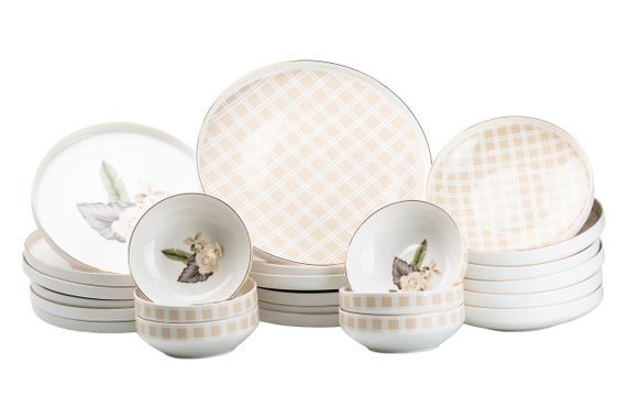 Столовый сервиз на 6 персон фарфоровый розовый HP23414