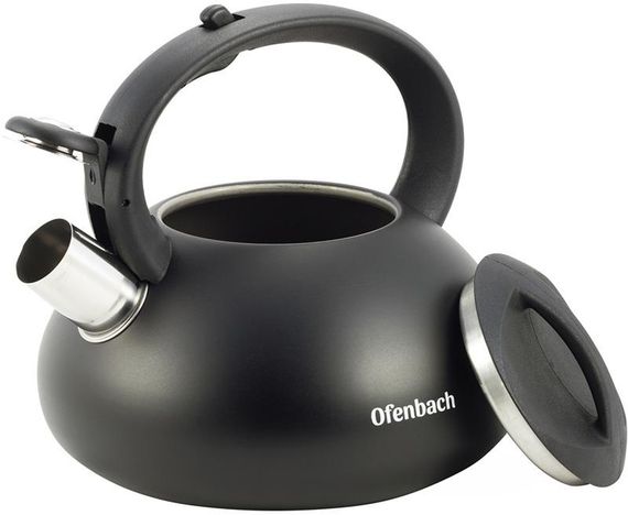 Чайник Ofenbach Happy Kettle 2.5л з нержавіючої сталі зі свистком, чорний матовий | Зображення 1