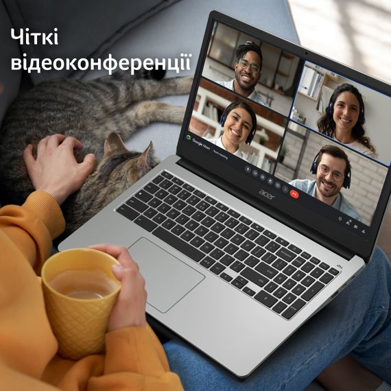 Ноутбук Acer Chromebook CB315-4HT 15' FHD IPS Touch, Intel P N6000, 8GB, F128GB, UMA, ChromeOS, сріблястий (NX.KBAEU.002) | Зображення 4