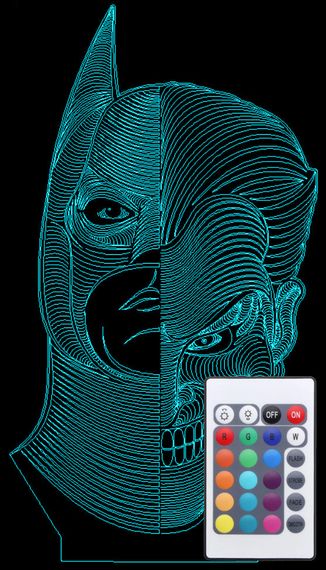 Акриловый светильник-ночник с пультом 16 цветов Бэтмен Джокер tty-n000743