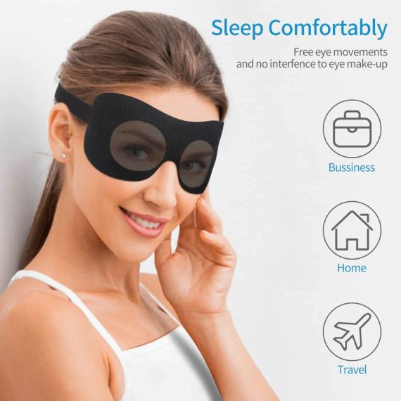 Маска для сна Lonfrote 3D с глубоким формованием, легкая и удобная маска для глаз, супермягкий материал (черны | Зображення 3