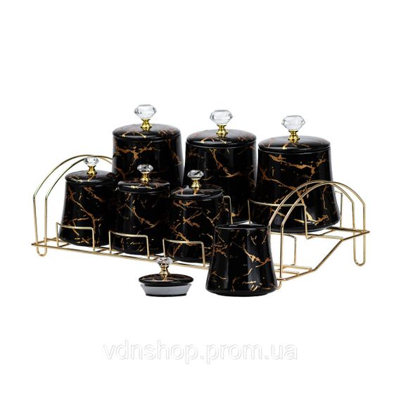 Набор для специй 4 шт по 250 мл и 3 шт по 550 мл на металической подставке черный HP1249 | Зображення 2