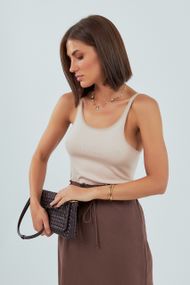 Майка в рубчик із сіточкою на бретелях - пудра цвет, M (є розміри)