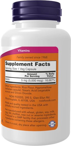 Витамин B7 NOW Foods Biotin 5000 mcg 120 vcaps | Зображення 1