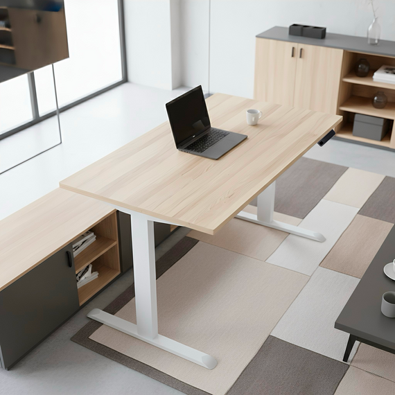 Стіл із електричним регулюванням висоти, одномоторний, білий каркас, 1200х600х718-1178 мм. | Зображення 1