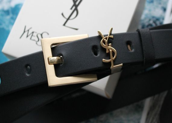 Женский ремень ширина 3.8 см пряжка золото Yves Saint Laurent черный | Зображення 2