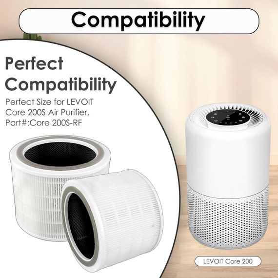 Змінні фільтри для очищувача повітря Levoit HEPA Core 200S H13 Smart Wi-Fi з активованим вугіллям комплект 2 шт | Зображення 5