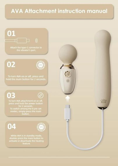 Пульсатор Zalo – AVA Attachment Ivory White для смарт-вібромасажера Zalo – AVA Sex Aura | Зображення 2