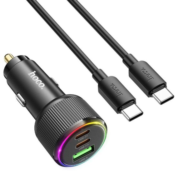 АЗУ Hoco NZ17 High Power 45W (1USB-A/2C) + кабель Type-C to Type-C Black | Зображення 1