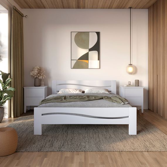 Двоспальне дерев'яне ліжко Mebigrand Неаполь Сіро-блакитний (S2010R80B) 180х200 см (MBG-3764)