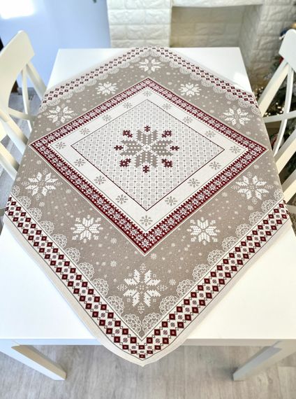 Скатертина гобеленова NORDICA TORTORA Limaso, 93x93, Квадратна, Новорічний, Без люрексу, 38% бавовна, 37% поліестер, 25% акрил, Гобелен | Зображення 4