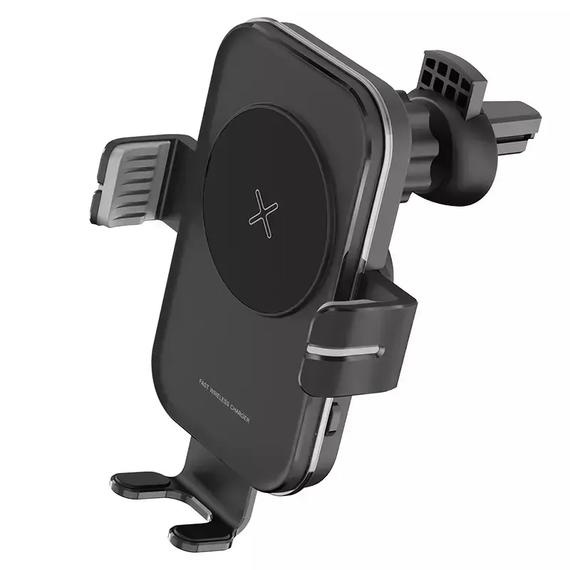 Автомобильный держатель с быстрой зарядкой беспроводной 15w Hoco CA80 Buddy Smart, Черный | Зображення 1