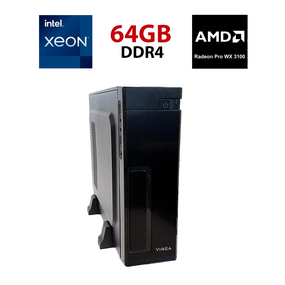 Робоча станція Vinga CS302B SFF / Intel Xeon E5-2630 v3 (8 (16) ядер по 2,4 - 3,2 ГГц) / 64 ГБ DDR4 / 256 ГБ SSD / AMD Radeon Pro WX 3100, 4 ГБ GDDR5, 128-біт / Unlock TB б/в