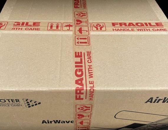 Крафт бумажный скотч FRAGILE (Хрупкое) 48 мм х 50 м, клейкая лента бумажная коричневая | Зображення 1