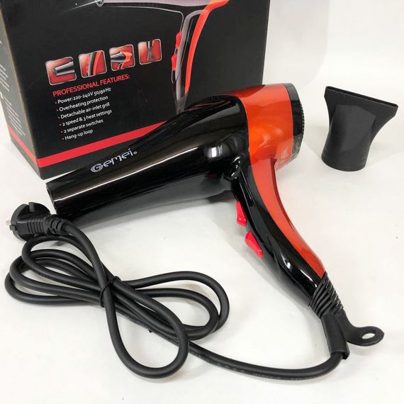 Фен для дома GEMEI GM-1766 2.6 кВт, Фен дорожный для укладки, Мощный ионный фен, KQ-941 Профессиональный фен | Зображення 6